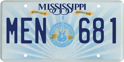 MS license plate MEN681