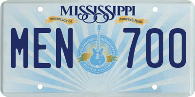 MS license plate MEN700