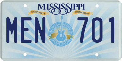 MS license plate MEN701