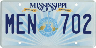 MS license plate MEN702