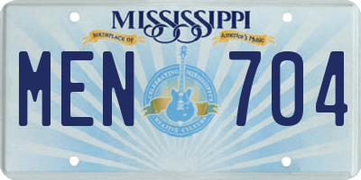 MS license plate MEN704