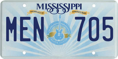 MS license plate MEN705