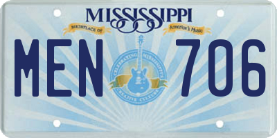 MS license plate MEN706