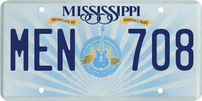 MS license plate MEN708