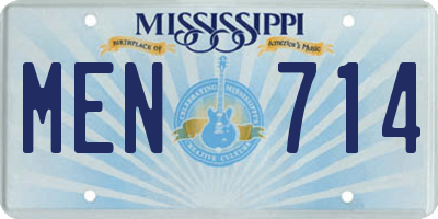 MS license plate MEN714