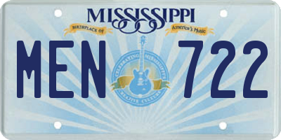 MS license plate MEN722