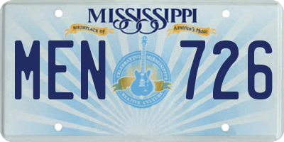 MS license plate MEN726