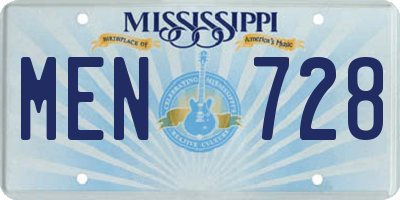 MS license plate MEN728