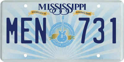 MS license plate MEN731