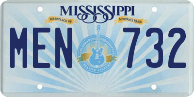 MS license plate MEN732