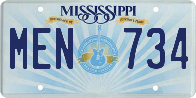 MS license plate MEN734