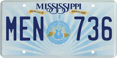 MS license plate MEN736