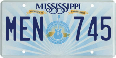 MS license plate MEN745