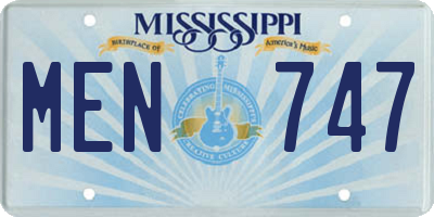 MS license plate MEN747