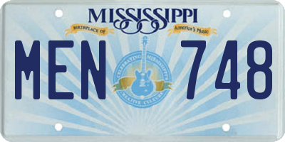 MS license plate MEN748