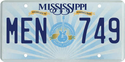 MS license plate MEN749