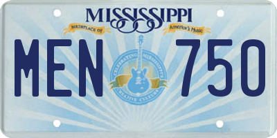 MS license plate MEN750