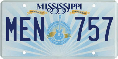 MS license plate MEN757