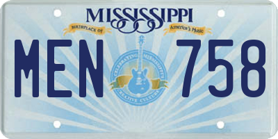 MS license plate MEN758