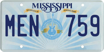 MS license plate MEN759