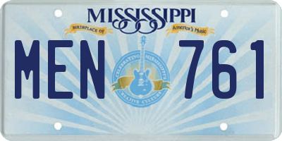 MS license plate MEN761