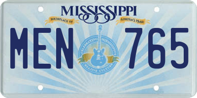 MS license plate MEN765