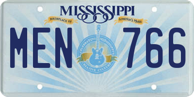 MS license plate MEN766