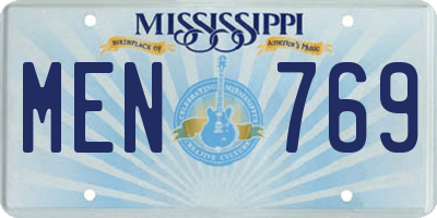 MS license plate MEN769