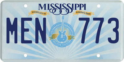 MS license plate MEN773