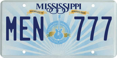 MS license plate MEN777