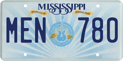 MS license plate MEN780
