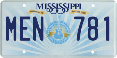MS license plate MEN781