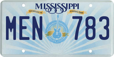 MS license plate MEN783