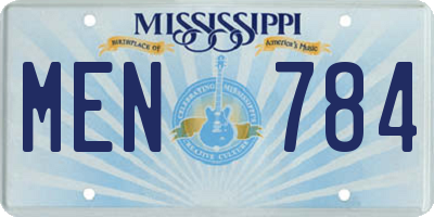 MS license plate MEN784
