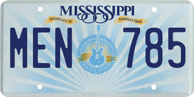 MS license plate MEN785