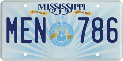MS license plate MEN786
