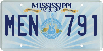 MS license plate MEN791