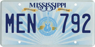MS license plate MEN792