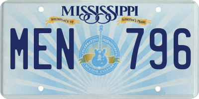 MS license plate MEN796
