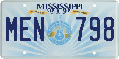 MS license plate MEN798