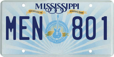 MS license plate MEN801