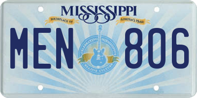 MS license plate MEN806