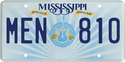 MS license plate MEN810