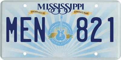 MS license plate MEN821