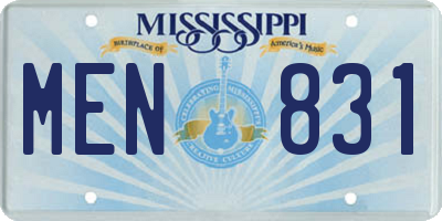 MS license plate MEN831
