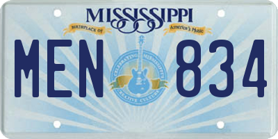 MS license plate MEN834