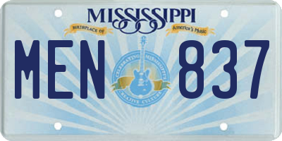 MS license plate MEN837