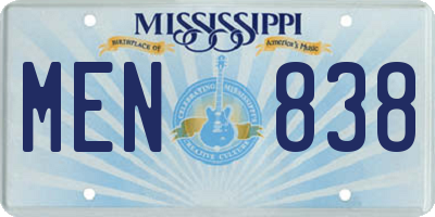 MS license plate MEN838