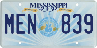 MS license plate MEN839