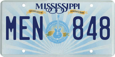 MS license plate MEN848
